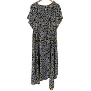 TOPSHOP NWT Floral Slit Hem Midi Dress Plus Size 14 Cottagecore Slit Sleeve